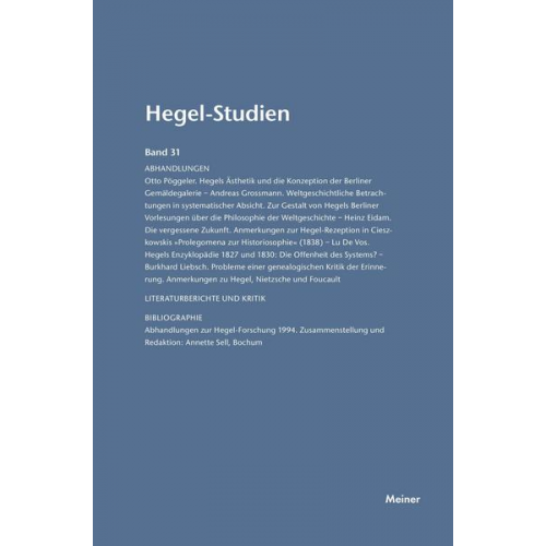 Hegel-Studien Band 31