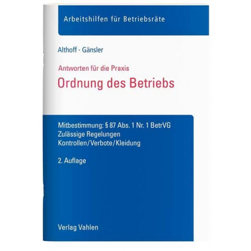 Lars Althoff & Karsten Gänsler - Ordnung des Betriebs