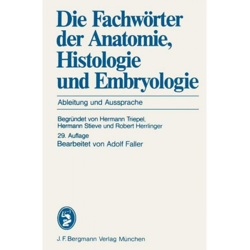 Die Fachwörter der Anatomie, Histologie und Embryologie