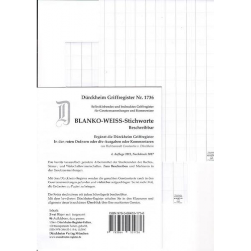 Constantin Dürckheim - DürckheimRegister® BLANKO: WEISS-GROSS Beschreibbar