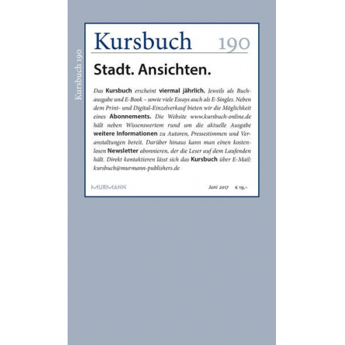 Armin Nassehi & Janina Fleischer & Alexander Gutzmer - Kursbuch 190