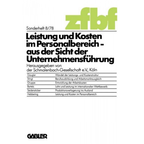 Schmalenbach-Gesellschaft - Leistung und Kosten im Personalbereich