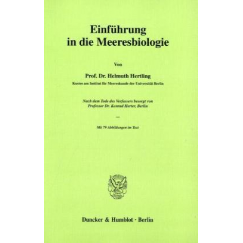 Helmuth Hertling - Einführung in die Meeresbiologie.