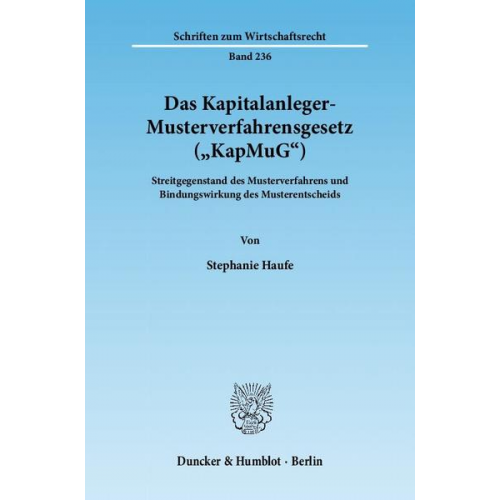 Stephanie Haufe - Das Kapitalanleger-Musterverfahrensgesetz ('KapMuG').