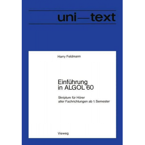 Harry Feldmann - Einführung in ALGOL 60