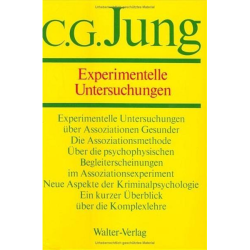 C.G. Jung - C.G.Jung, Gesammelte Werke. Bände 1-20 Hardcover / Band 2: Experimentelle Untersuchungen