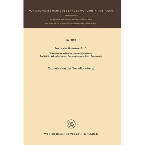 Heinz Hartmann - Organisation der Sozialforschung