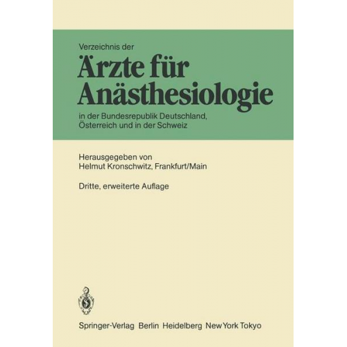 Verzeichnis der Ärzte für Anästhesiologie in der Bundesrepublik Deutschland, Österreich und der Schweiz