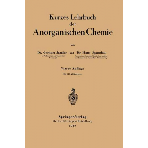 Gerhart Jander & Hans Spandau - Kurzes Lehrbuch der Anorganischen Chemie