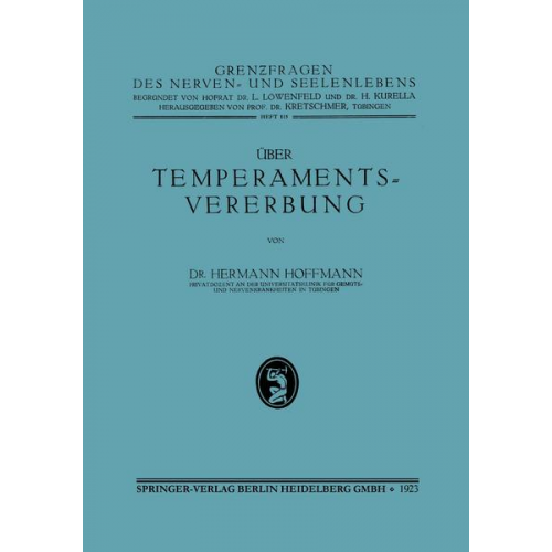 Hermann Hoffmann - Über Temperamentsvererbung