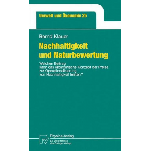 Bernd Klauer - Nachhaltigkeit und Naturbewertung