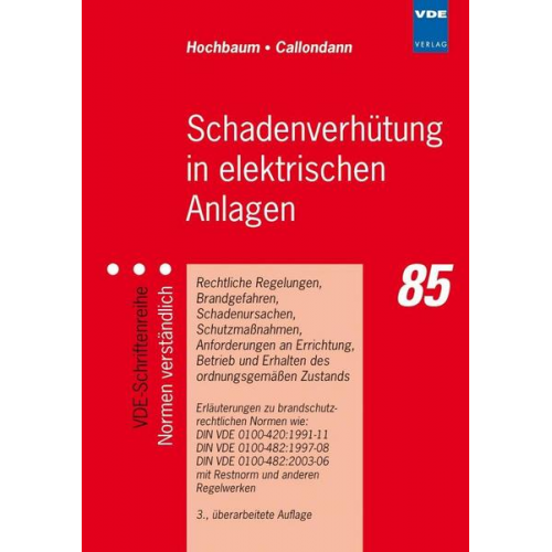 Adalbert Hochbaum & Karsten Callondann - Schadenverhütung in elektrischen Anlagen