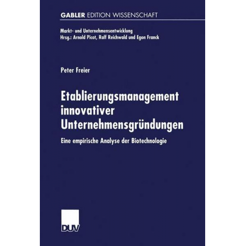 Peter Freier - Etablierungsmanagement innovativer Unternehmensgründungen