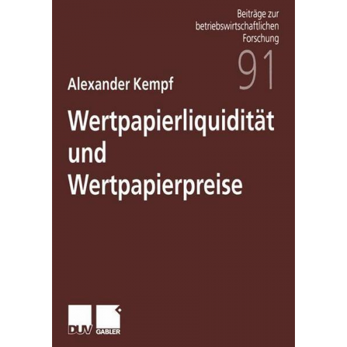 Alexander Kempf - Wertpapierliquidität und Wertpapierpreise