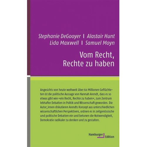 Stephanie DeGooyer & Alastair Hunt & Lida Maxwell & Samuel Moyn - Vom Recht, Rechte zu haben