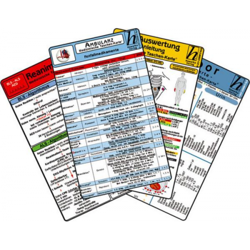 Ambulanz Karten-Set - EKG, Laborwerte, Notfallmedikamente, Reanimation