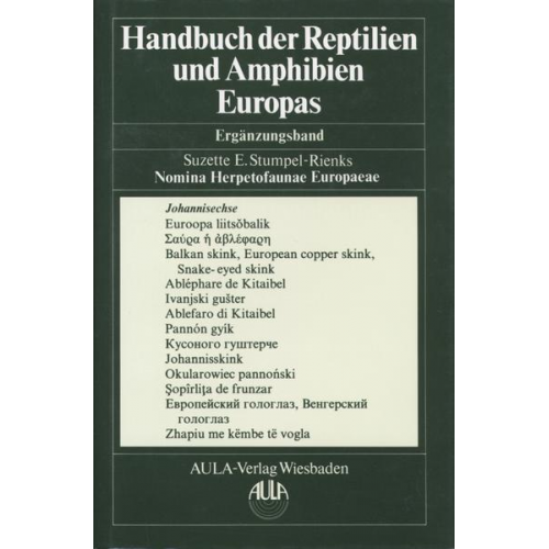 Handbuch der Reptilien und Amphibien - Gesamtregister