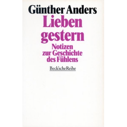 Günther Anders - Lieben gestern