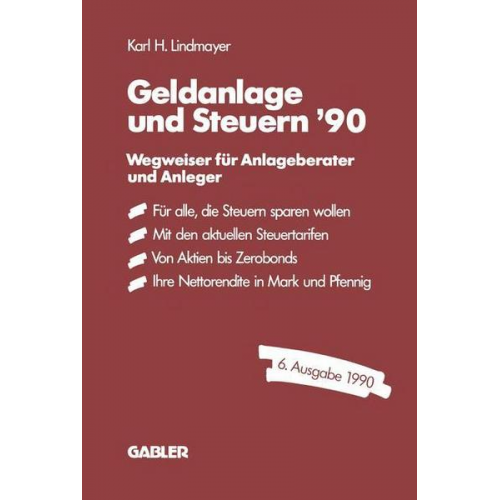 Lindmayer Karl H. - Geldanlage und Steuern ′90