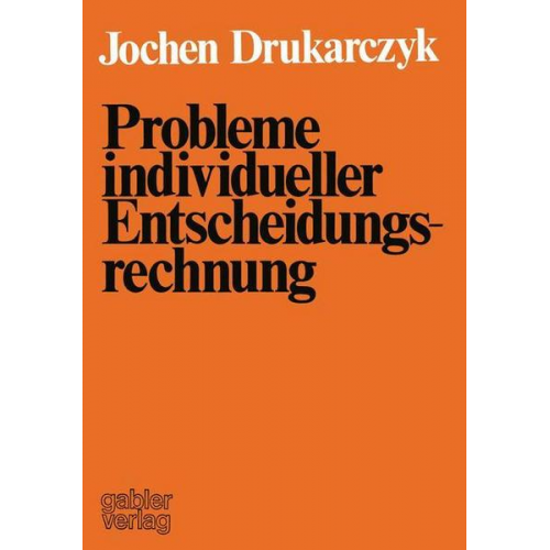 Jochen Drukarczyk - Probleme individueller Entscheidungsrechnung