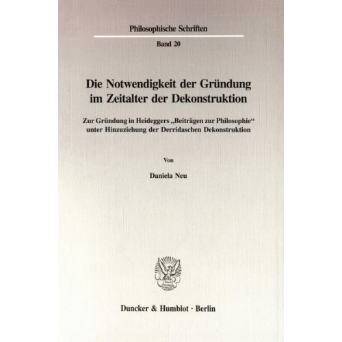 Daniela Neu - Die Notwendigkeit der Gründung im Zeitalter der Dekonstruktion.