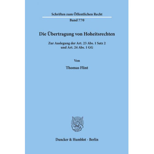 Thomas Flint - Die Übertragung von Hoheitsrechten.