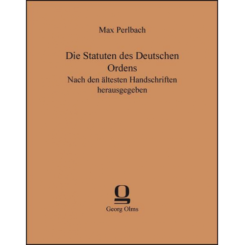 Max Perlbach - Die Statuten des Deutschen Ordens
