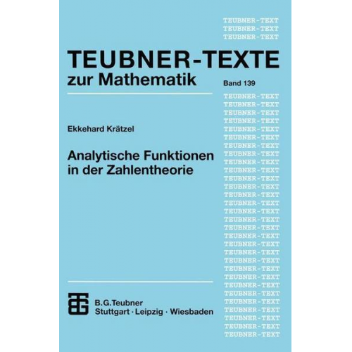 Ekkehard Krätzel - Analytische Funktionen in der Zahlentheorie