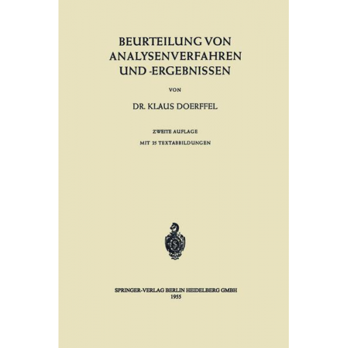 Klaus Doerffel - Beurteilung von Analysenverfahren und -Ergebnissen