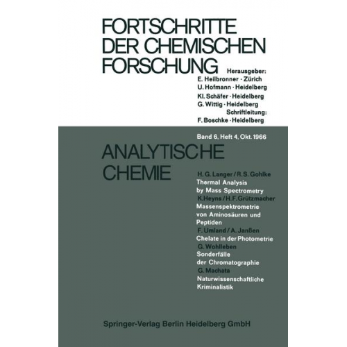 H. G. Langer & R. S. Gohlke & K. Heyns & H. F. Grützmacher & F. Umland - Analytische Chemie