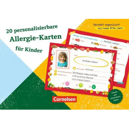 Perfekt organisiert ins neue Kita-Jahr / 20 personalisierbare Allergie-Karten für Kinder