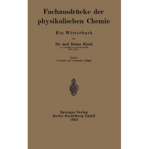 Bruno Kisch - Fachausdrücke der physikalischen Chemie