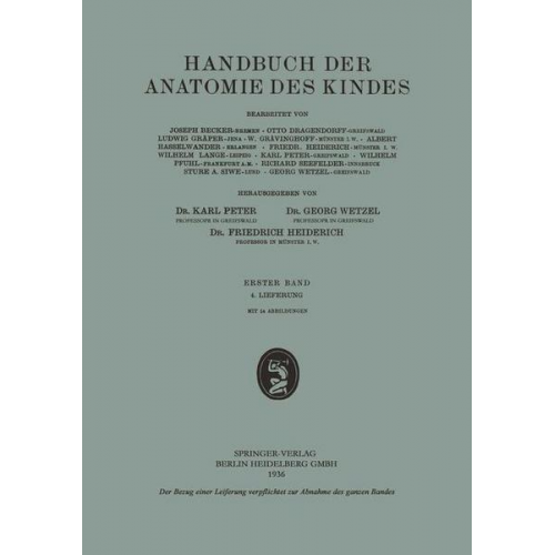 Ludwig Gräper & Joseph Becker & Otto Dragendorff & Albert Hasselwander & Friedr. Heiderich - Handbuch der Anatomie des Kindes