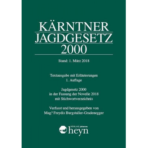 Kärntner Jagdgesetz 2000, Stand: 1. März 2018