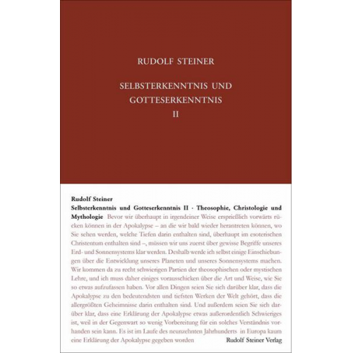 Rudolf Steiner - Selbsterkenntnis und Gotteserkenntnis II