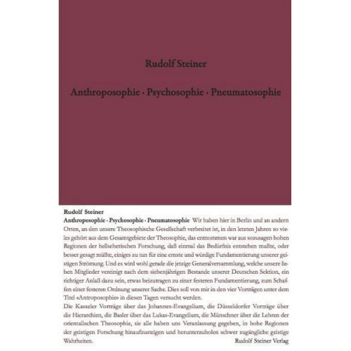 Rudolf Steiner - Anthroposophie - Psychosophie - Pneumatosophie