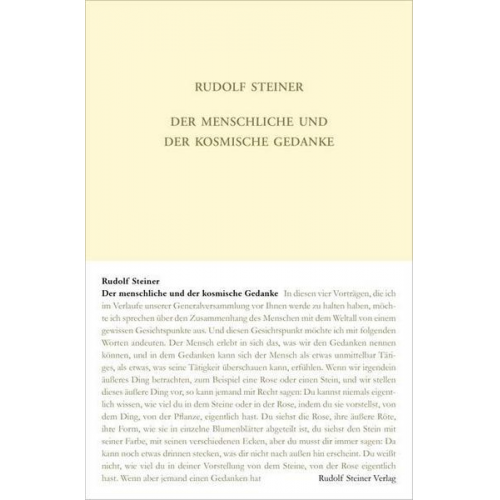 Rudolf Steiner - Der menschliche und der kosmische Gedanke