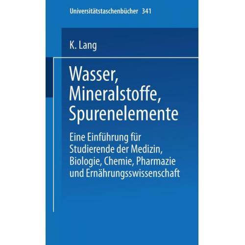 K. Lang - Wasser, Mineralstoffe, Spurenelemente