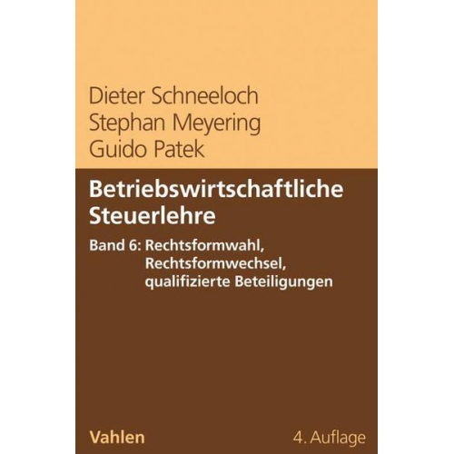 Dieter Schneeloch & Stephan Meyering & Guido Patek - Betriebswirtschaftliche Steuerlehre Band 6: Rechtsformwahl, Rechtsformwechsel, qualifizierte Beteiligungen