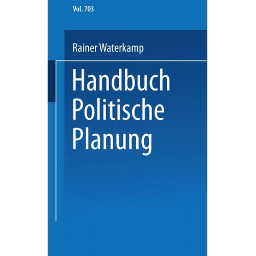 Rainer Waterkamp - Handbuch politische Planung