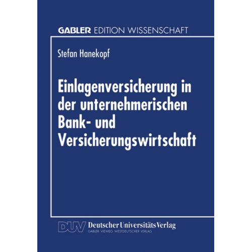 Stefan Hanekopf - Einlagenversicherung in der unternehmerischen Bank- und Versicherungswirtschaft