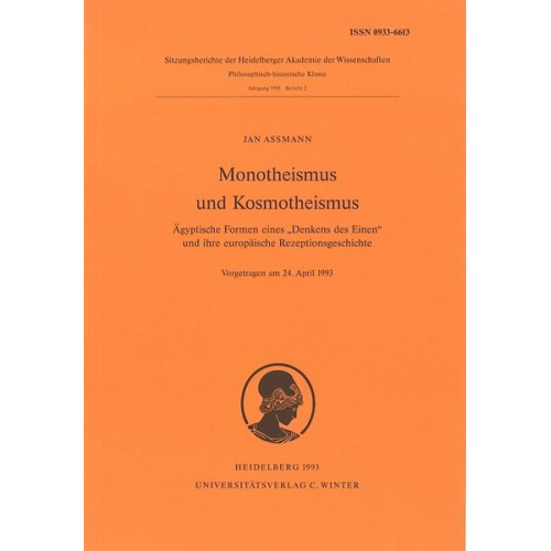 Jan Assmann - Monotheismus und Kosmotheismus