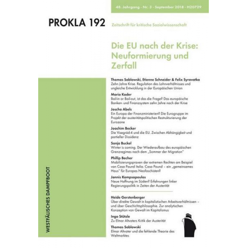 Prokla 192 - Die EU nach der Krise: Neuformierung und Zerfall