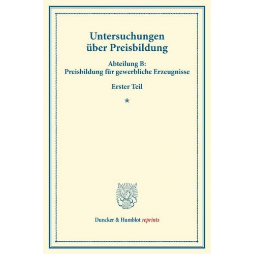 Untersuchungen über Preisbildung.