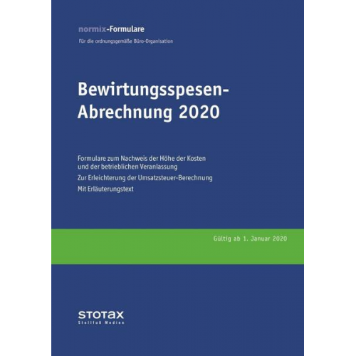 Bewirtungsspesen - Abrechnungen 2020, Formularblock