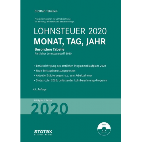 Tabelle, Lohnsteuer 2020 Monat, Tag, Jahr