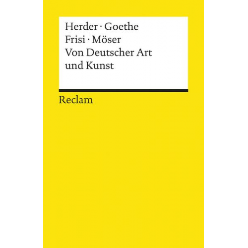 Johann Gottfried Herder & Johann Wolfgang Goethe & Paolo Frisi & Justus Möser - Von Deutscher Art und Kunst