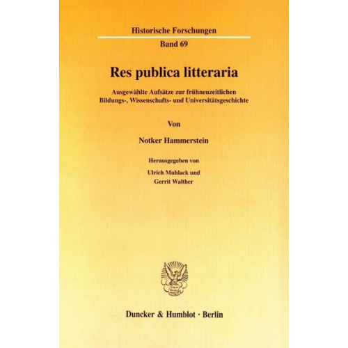 Notker Hammerstein - Res publica litteraria.