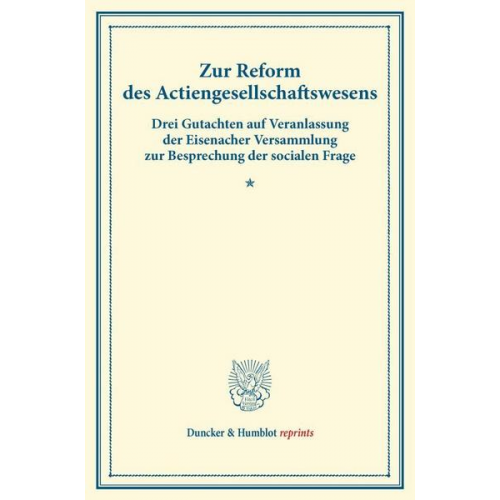 Zur Reform des Actiengesellschaftswesens.