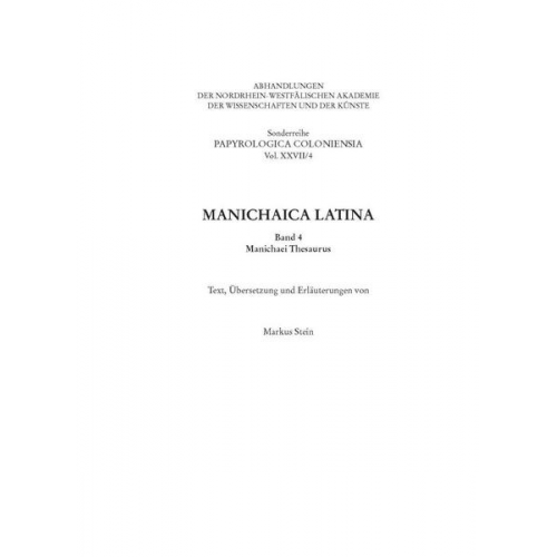 Markus Stein - Manichaica Latina